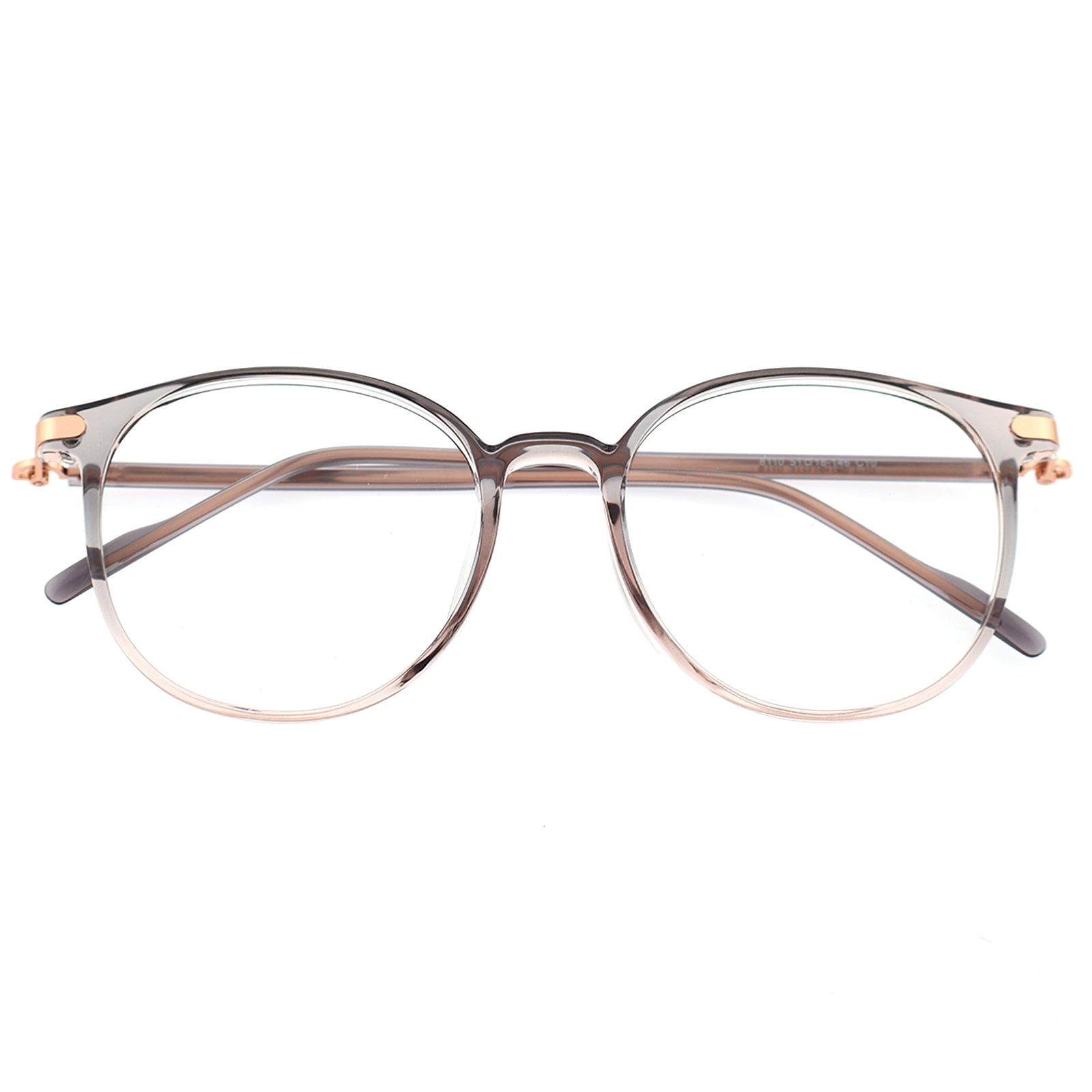Retro Round Black Eyeglasses with Gold Corner Accent Details
