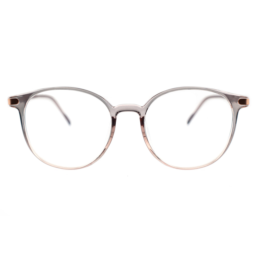 Retro Round Black Eyeglasses with Gold Corner Accent Details