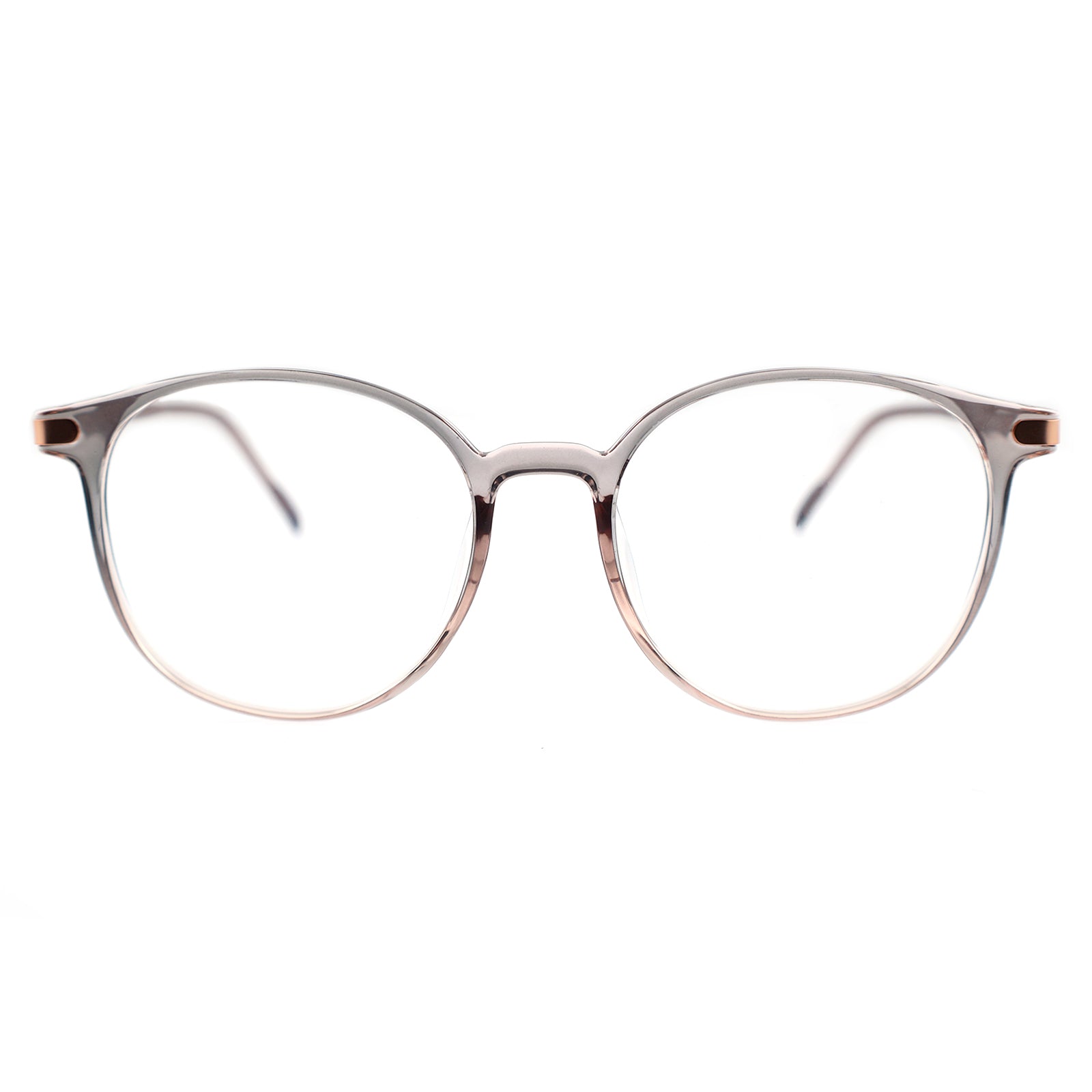 Retro Round Black Eyeglasses with Gold Corner Accent Details