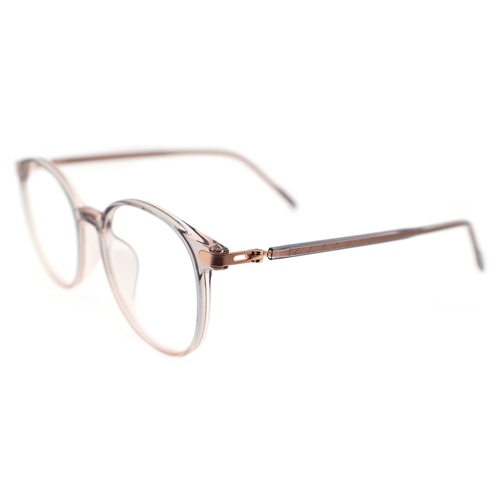 Retro Round Black Eyeglasses with Gold Corner Accent Details