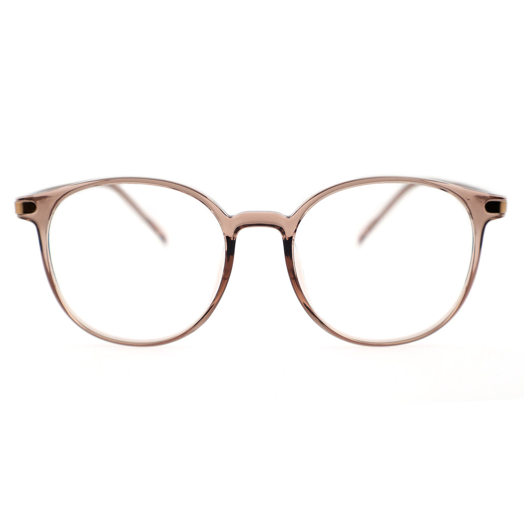 Retro Round Black Eyeglasses with Gold Corner Accent Details
