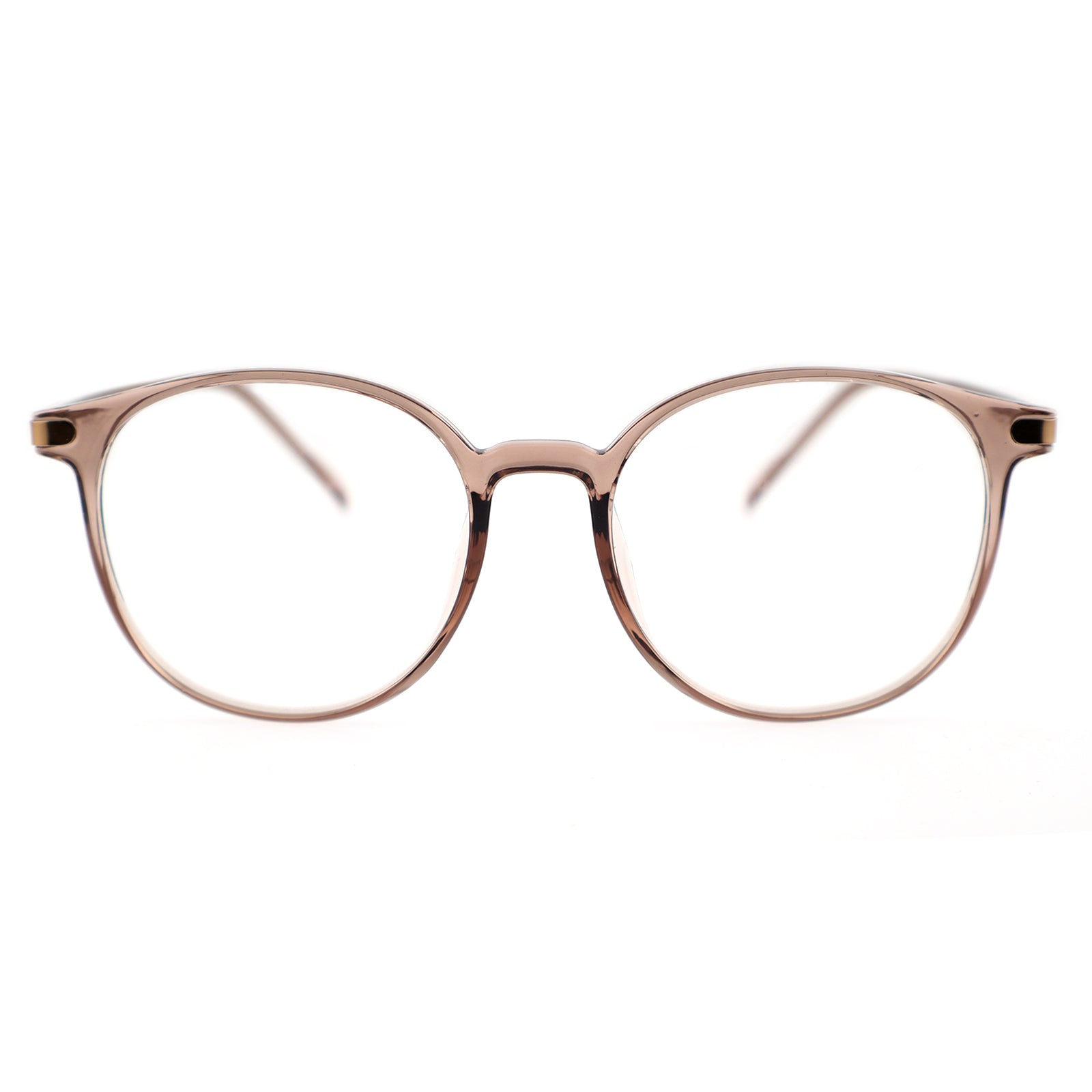 Retro Round Black Eyeglasses with Gold Corner Accent Details