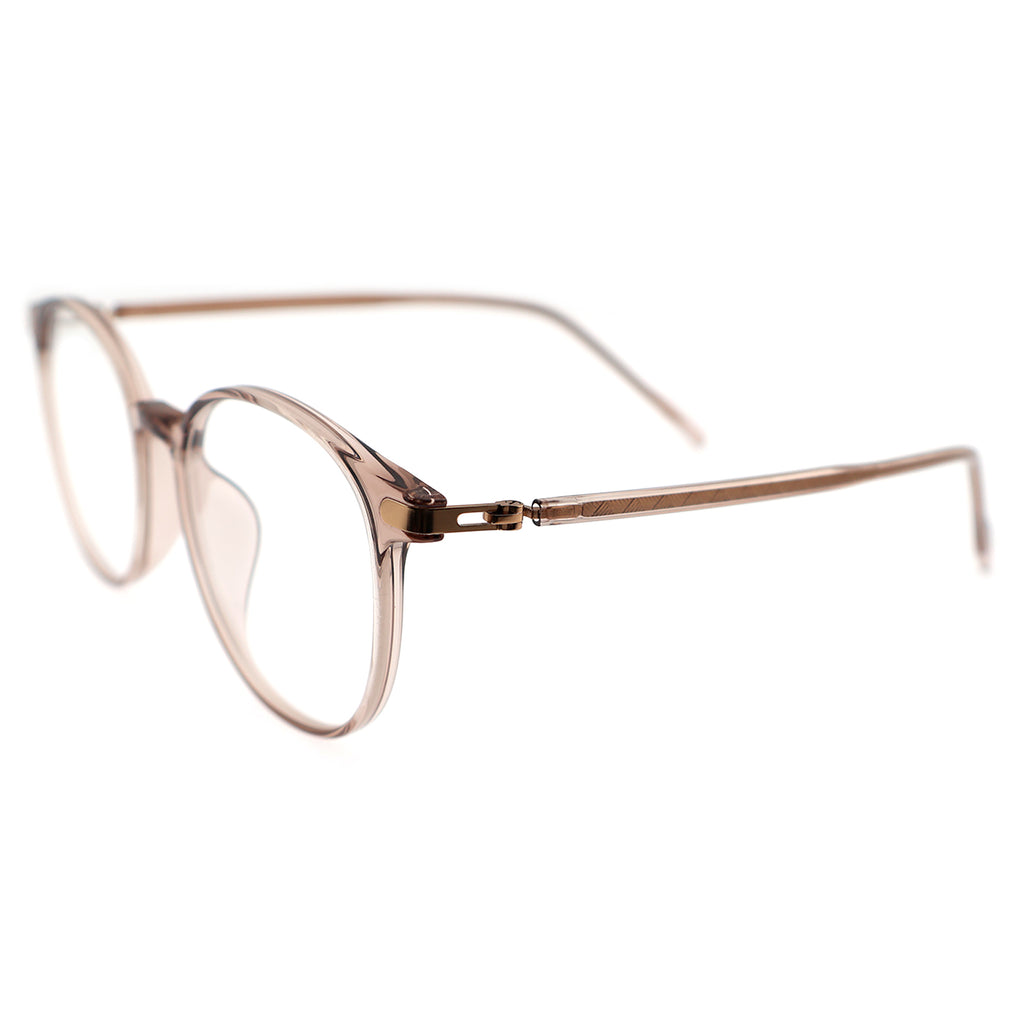 Retro Round Black Eyeglasses with Gold Corner Accent Details