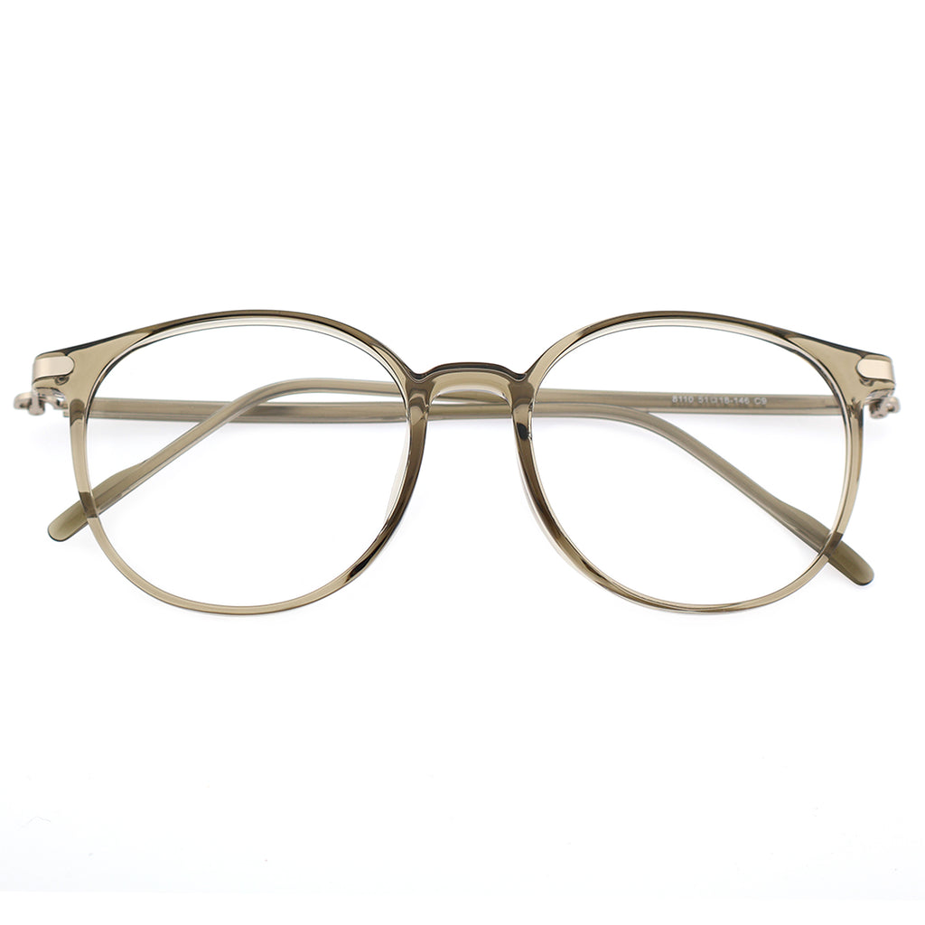 Retro Round Black Eyeglasses with Gold Corner Accent Details