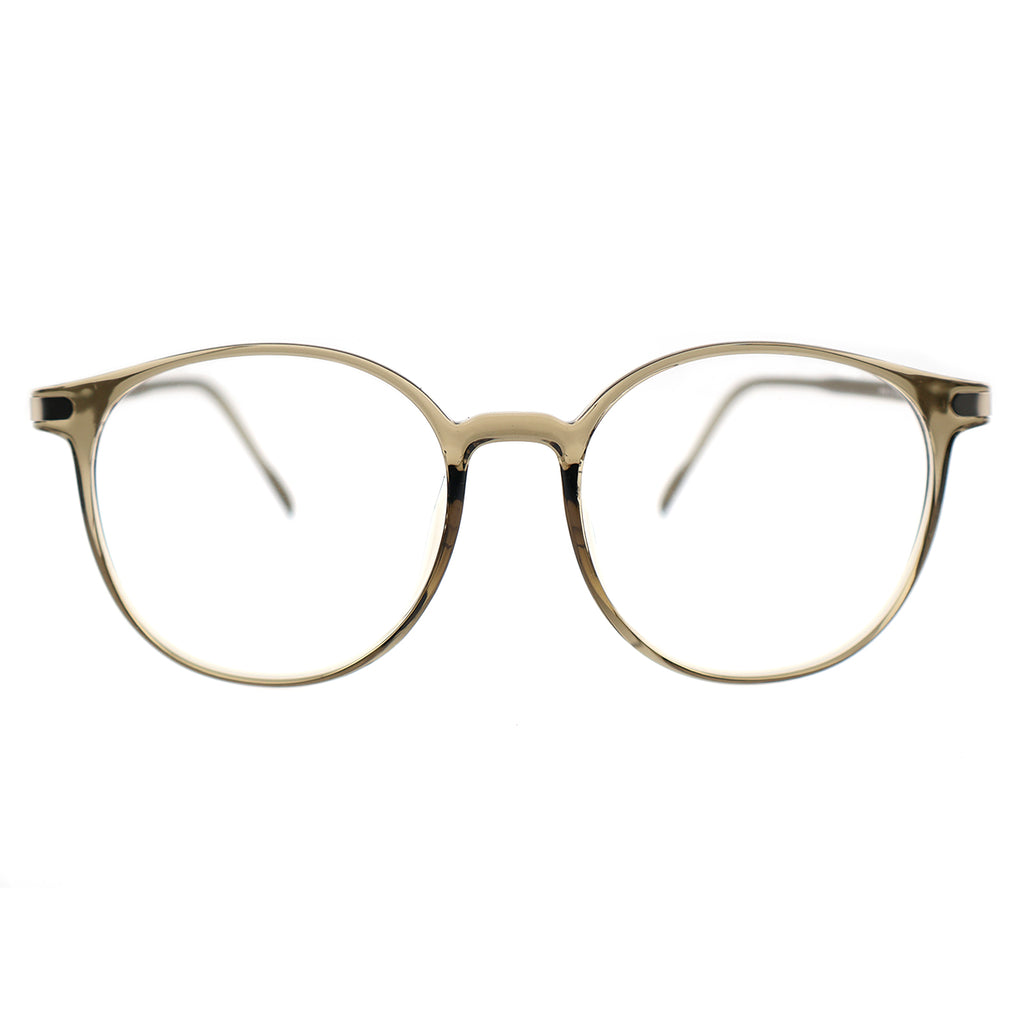Retro Round Black Eyeglasses with Gold Corner Accent Details