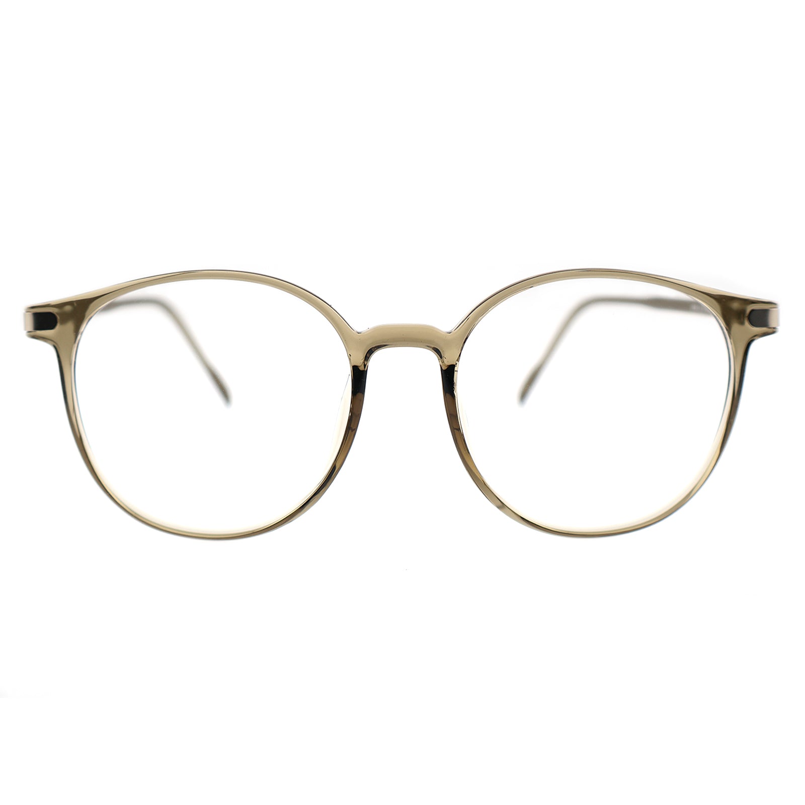 Retro Round Black Eyeglasses with Gold Corner Accent Details