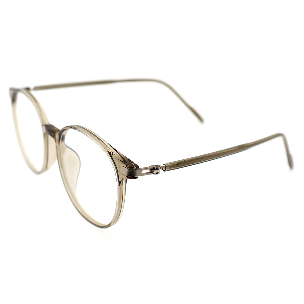 Retro Round Black Eyeglasses with Gold Corner Accent Details