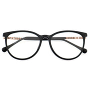 Black Cat Eye Eyeglasses with Rose Gold Hollow Pattern Temples