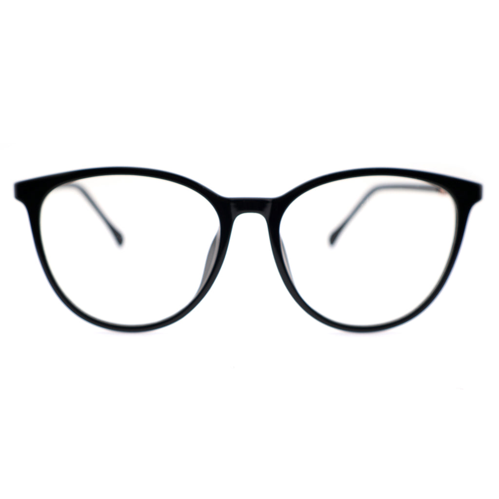 Black Cat Eye Eyeglasses with Rose Gold Hollow Pattern Temples