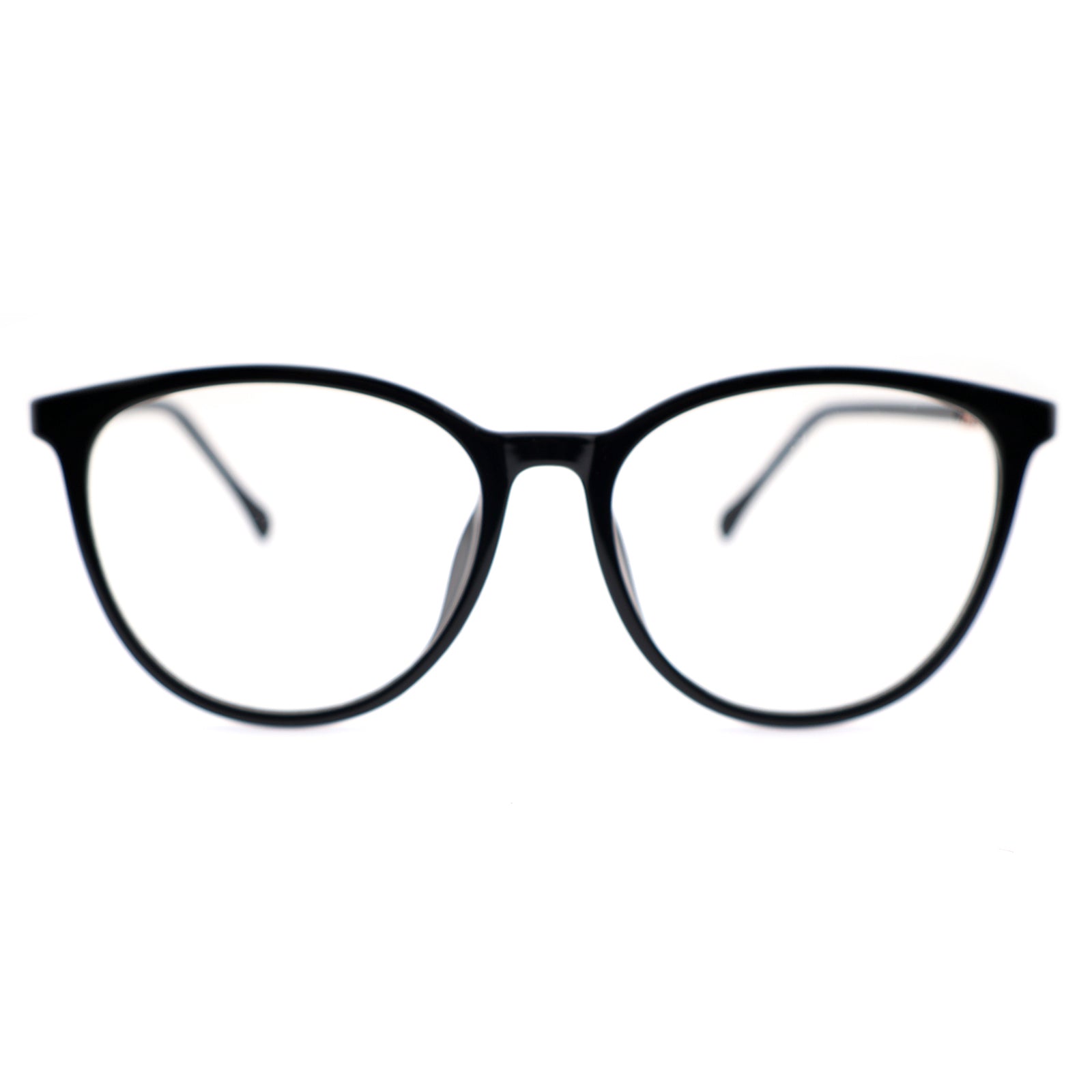 Black Cat Eye Eyeglasses with Rose Gold Hollow Pattern Temples