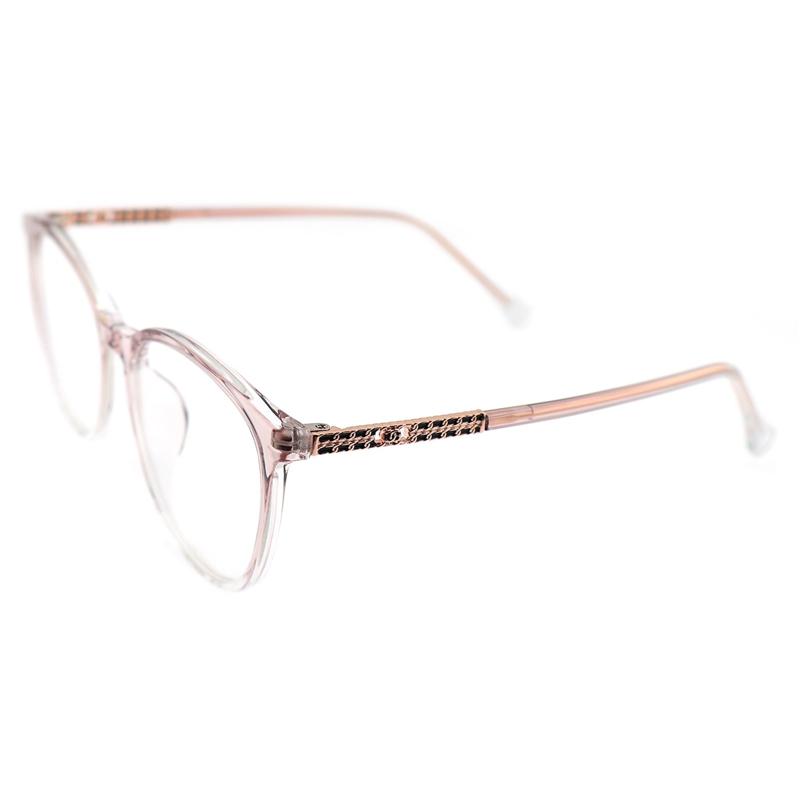 Black Cat Eye Eyeglasses with Rose Gold Hollow Pattern Temples