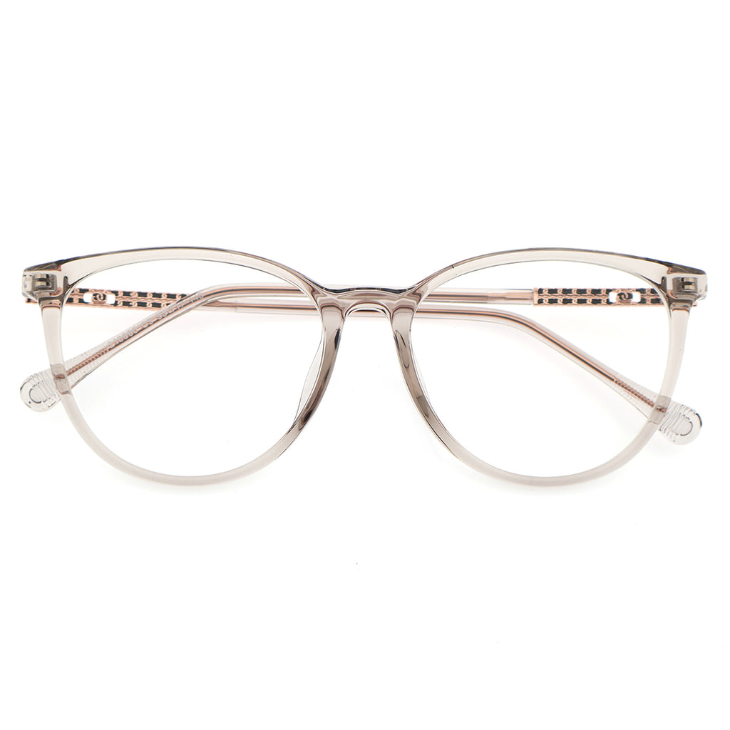 Black Cat Eye Eyeglasses with Rose Gold Hollow Pattern Temples