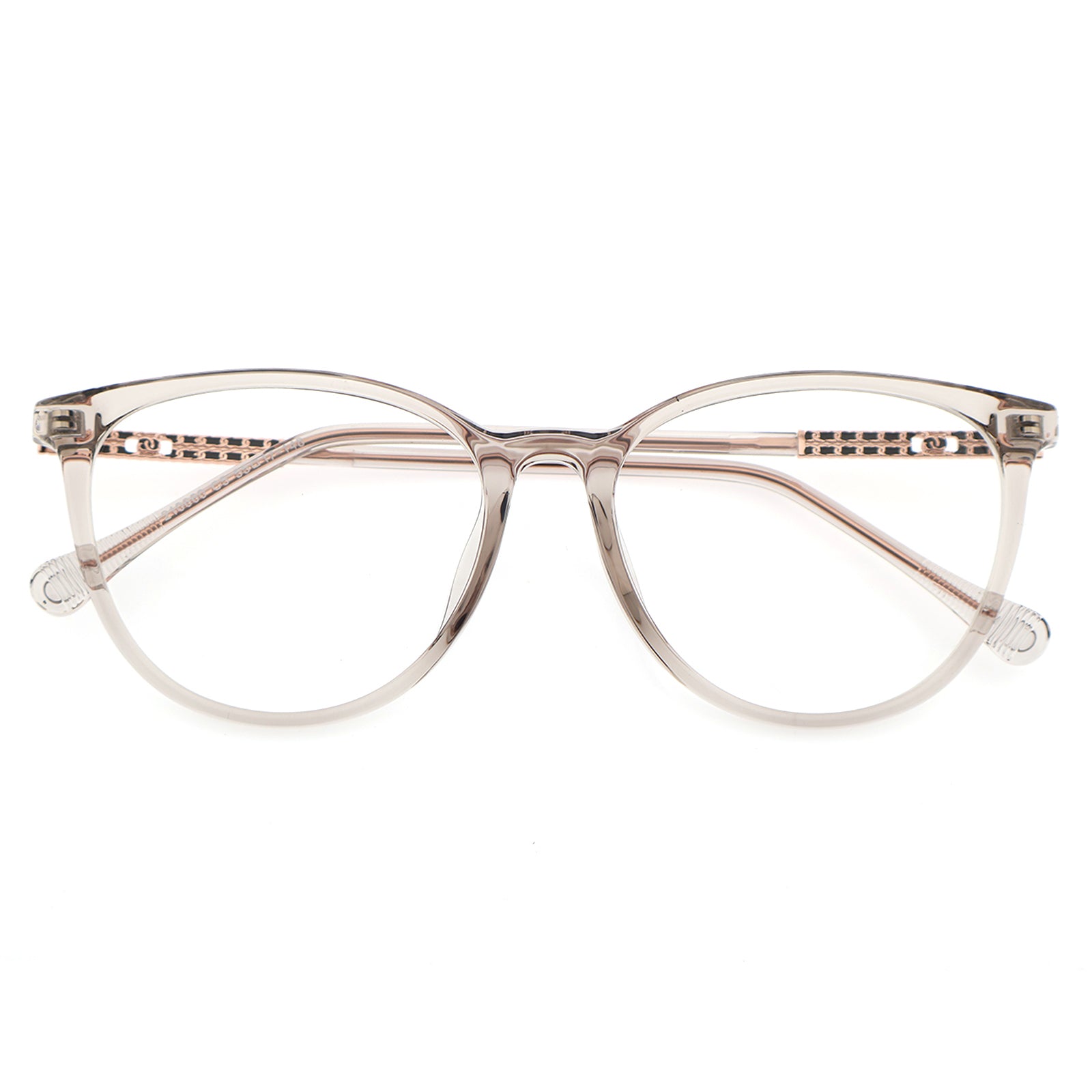 Black Cat Eye Eyeglasses with Rose Gold Hollow Pattern Temples