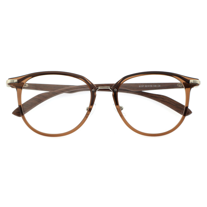 Unisex Round Plate Wood Grain Splicing Material Eyeglasses, Free Shipping on Orders Over $69