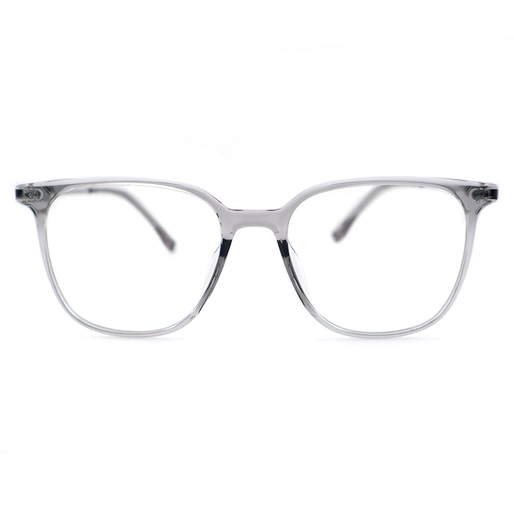 Transparent Light Brown Square Eyeglasses with Embossed Temple Detail
