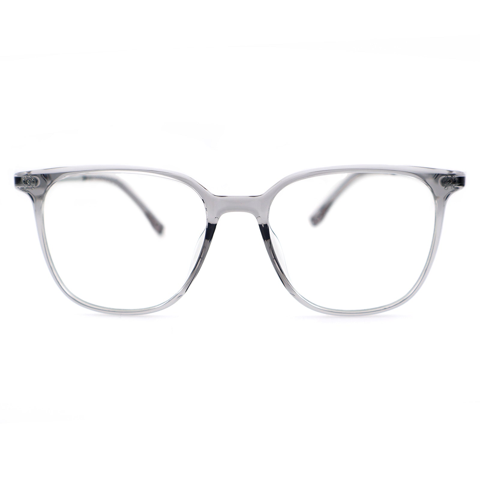 Transparent Light Brown Square Eyeglasses with Embossed Temple Detail