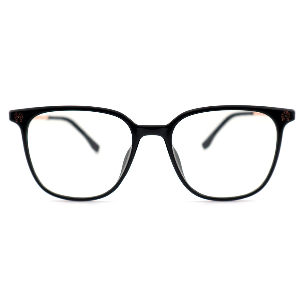 Transparent Light Brown Square Eyeglasses with Embossed Temple Detail