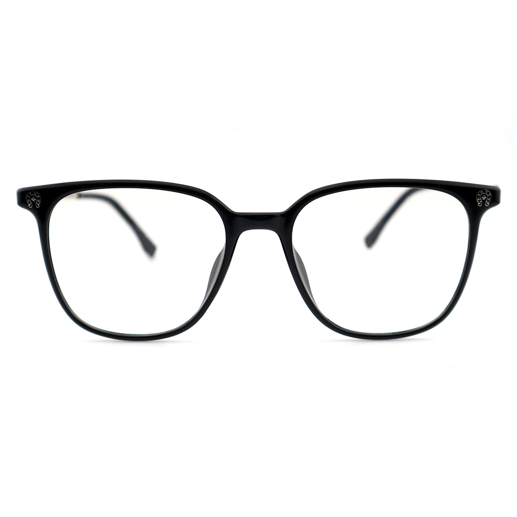 Transparent Light Brown Square Eyeglasses with Embossed Temple Detail