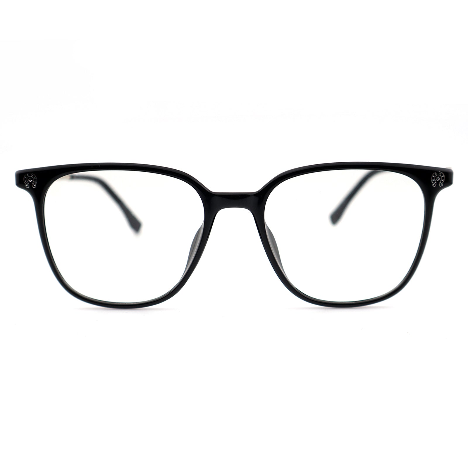 Transparent Light Brown Square Eyeglasses with Embossed Temple Detail