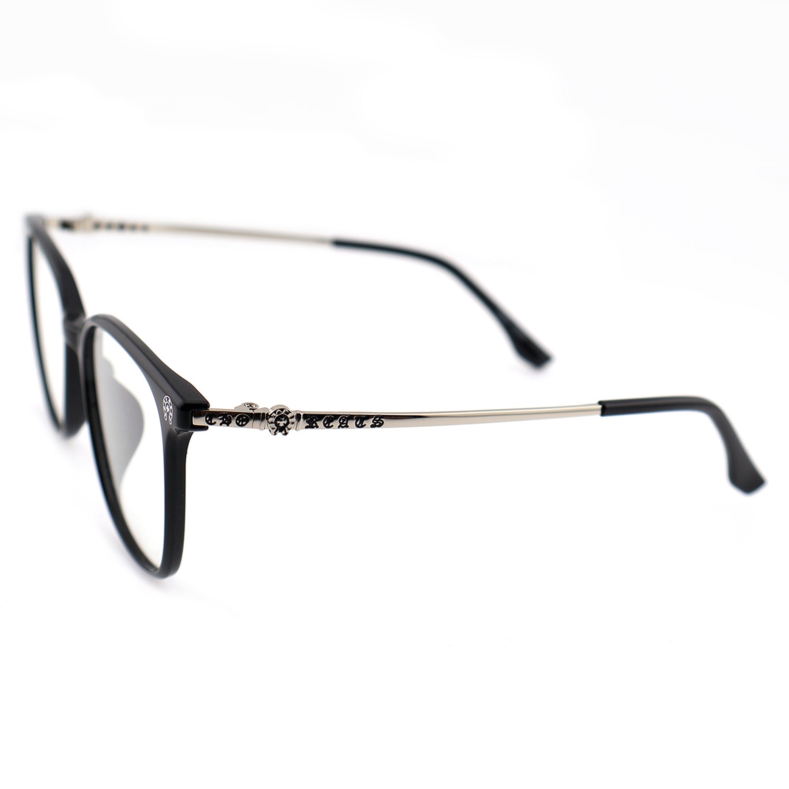 Transparent Light Brown Square Eyeglasses with Embossed Temple Detail