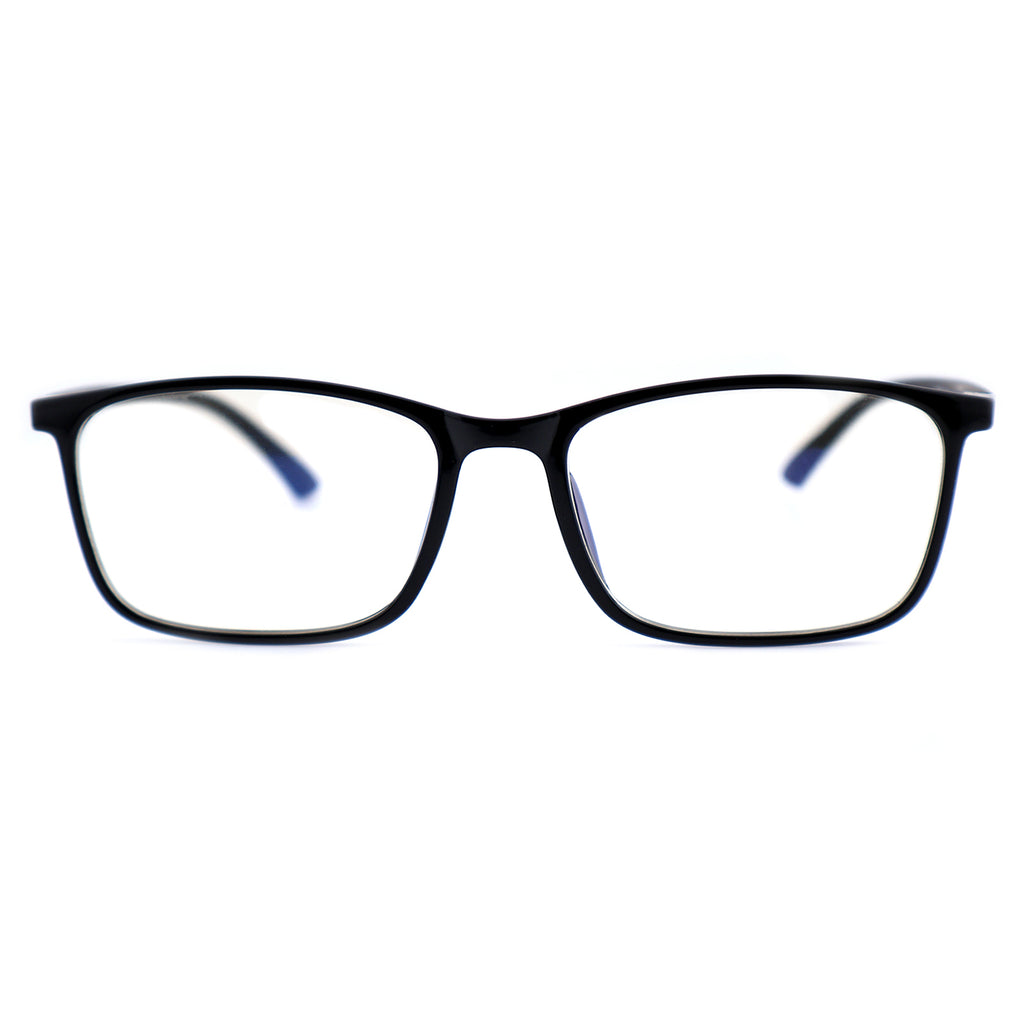 Classic Rectangle TR90 Eyeglass Frame, Two-Tone Black & Blue Temples