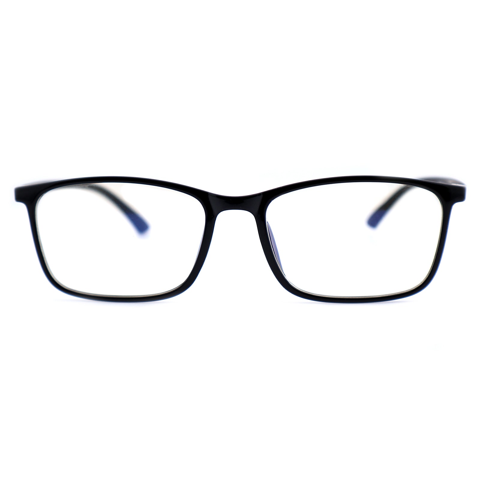 Classic Rectangle TR90 Eyeglass Frame, Two-Tone Black & Blue Temples