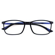 Classic Rectangle TR90 Eyeglass Frame, Two-Tone Black & Blue Temples