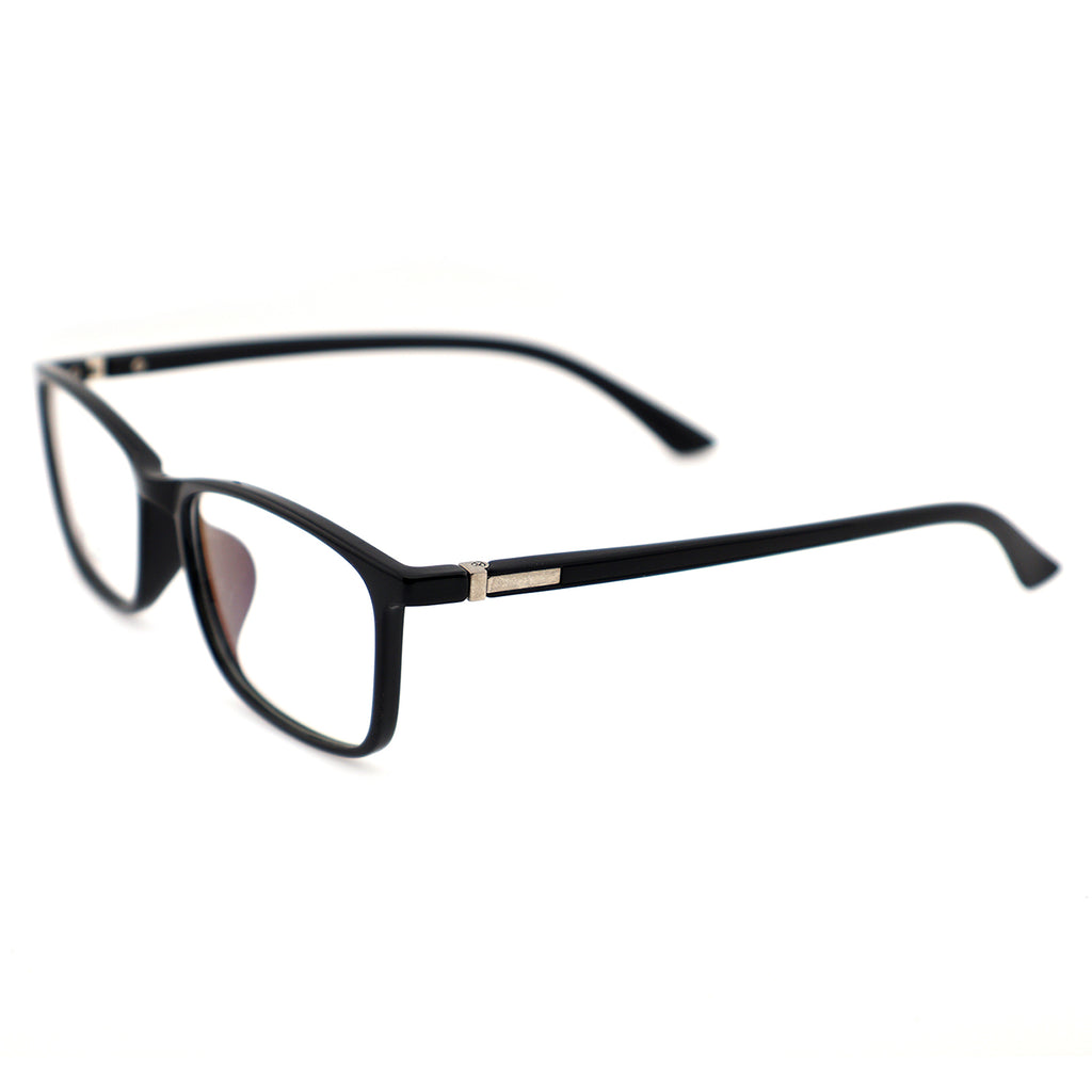 Classic Rectangle TR90 Eyeglass Frame, Two-Tone Black & Blue Temples