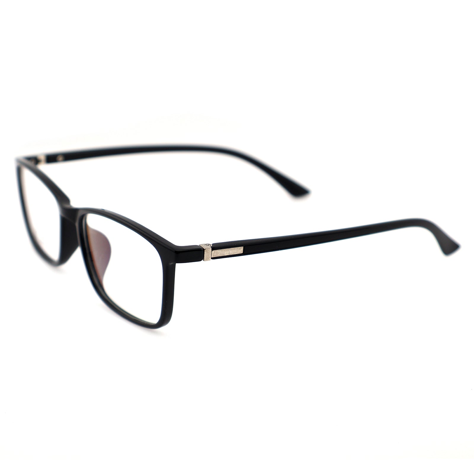 Classic Rectangle TR90 Eyeglass Frame, Two-Tone Black & Blue Temples