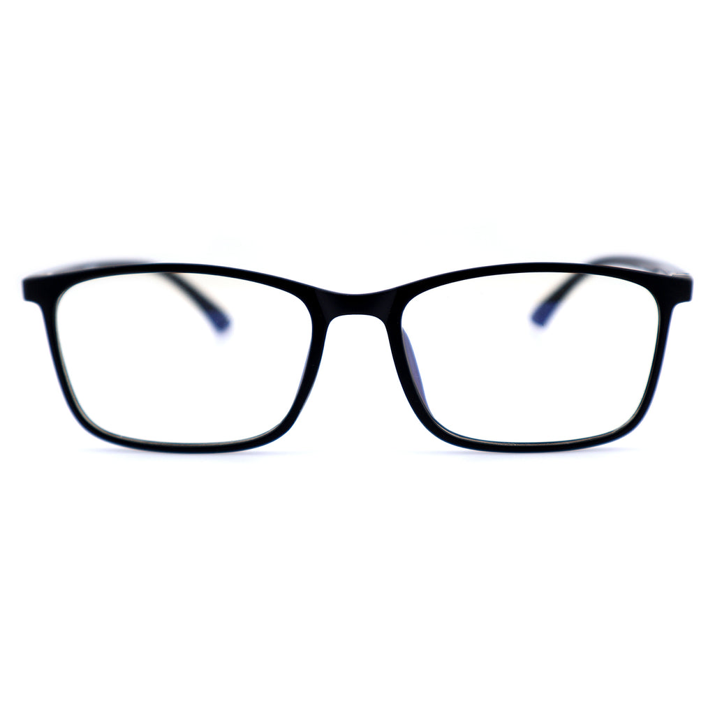 Classic Rectangle TR90 Eyeglass Frame, Two-Tone Black & Blue Temples