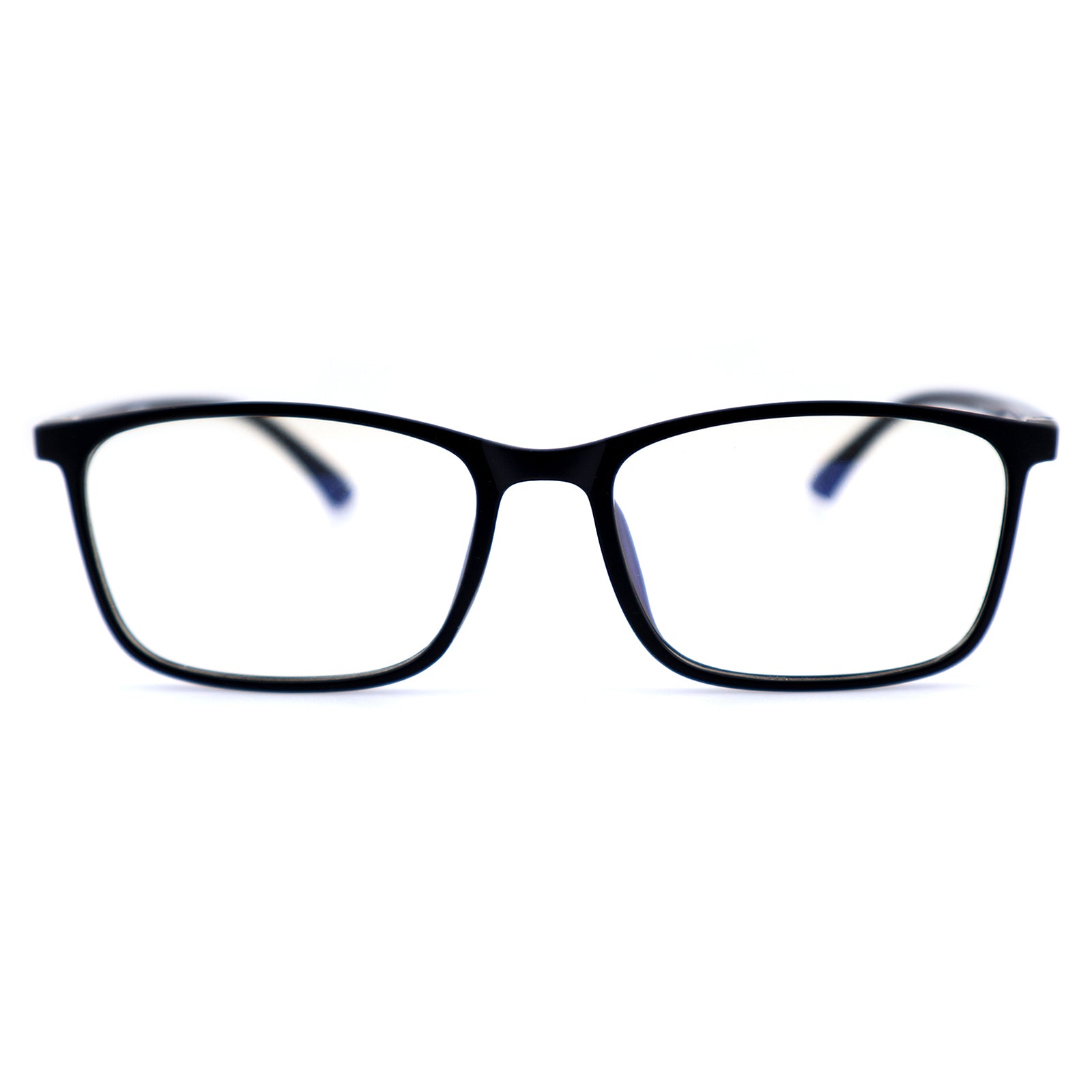 Classic Rectangle TR90 Eyeglass Frame, Two-Tone Black & Blue Temples