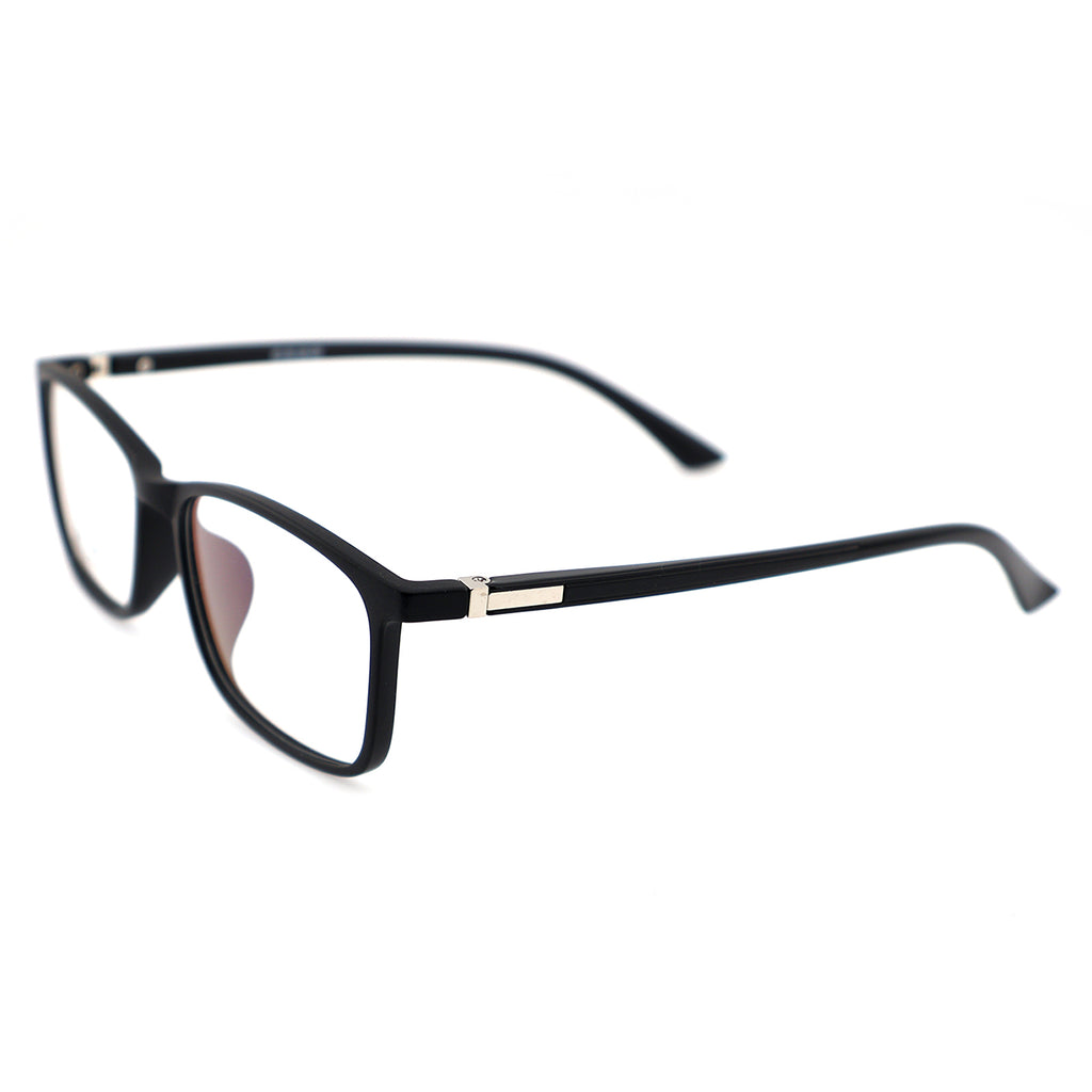 Classic Rectangle TR90 Eyeglass Frame, Two-Tone Black & Blue Temples