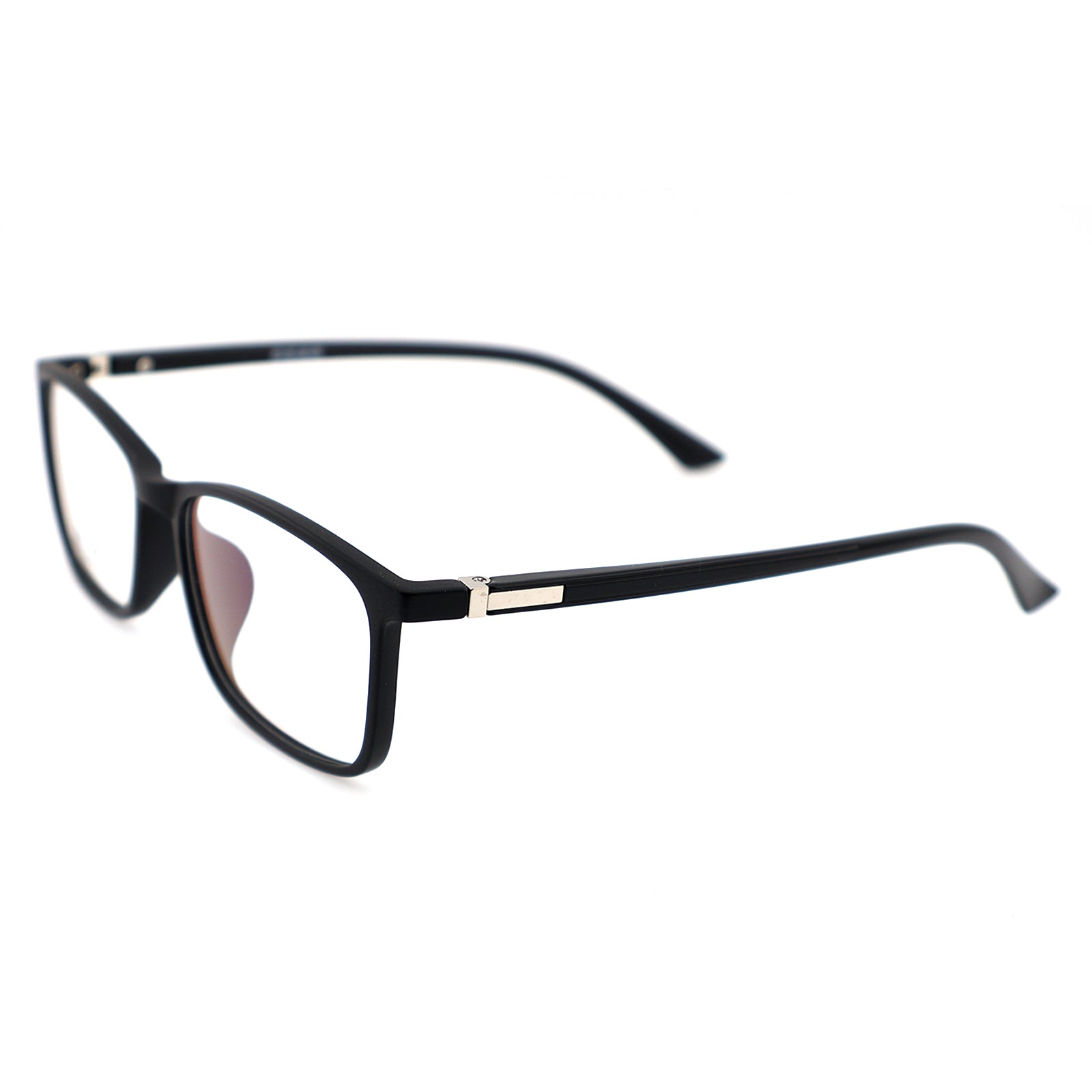 Classic Rectangle TR90 Eyeglass Frame, Two-Tone Black & Blue Temples