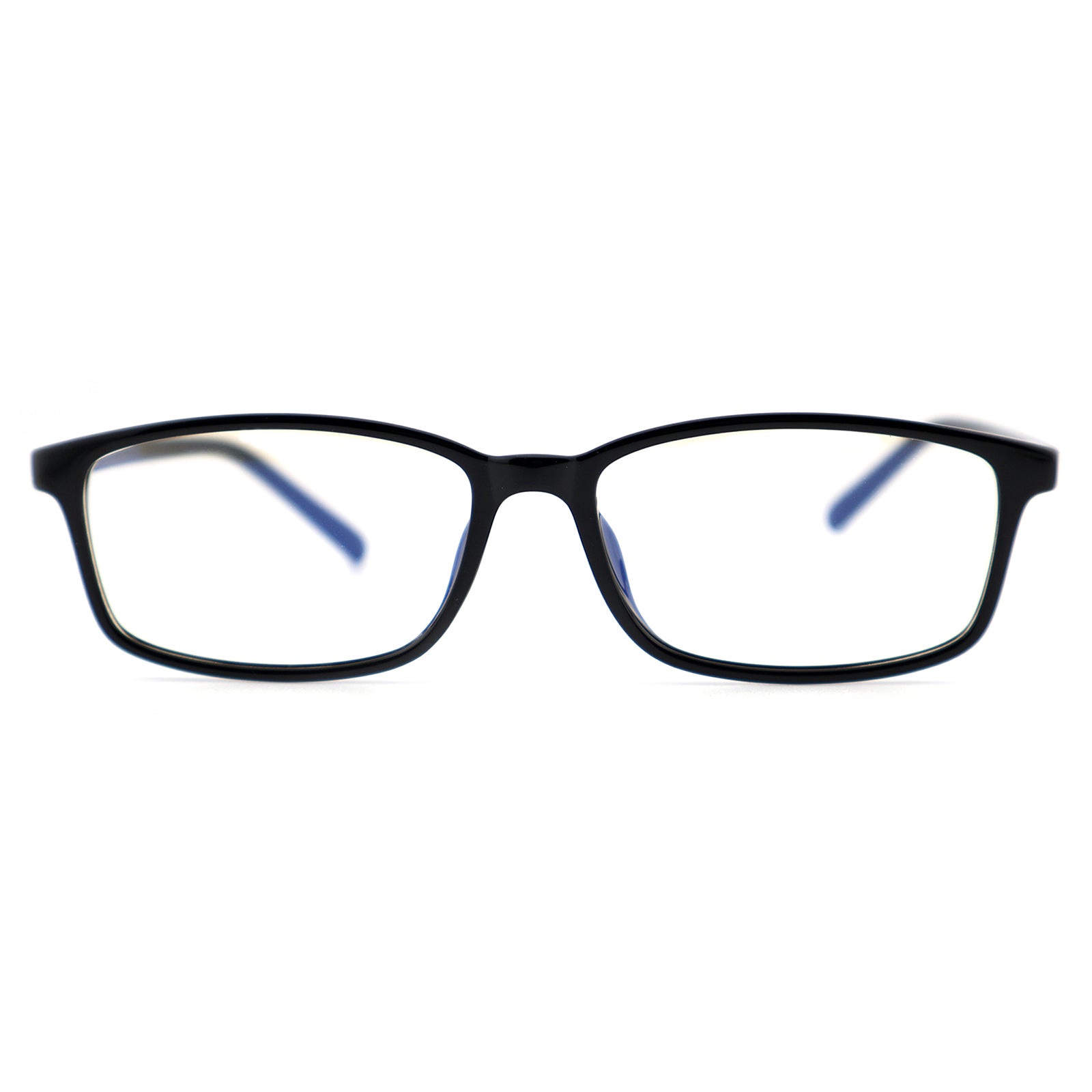 Matte Black Rectangle TR90 Eyeglasses with Marbled Blue Inner Temples
