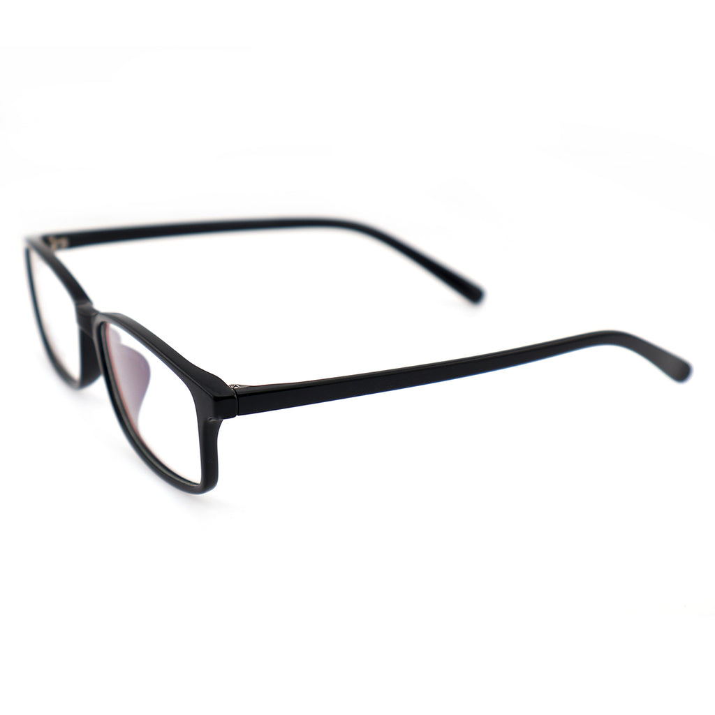 Matte Black Rectangle TR90 Eyeglasses with Marbled Blue Inner Temples