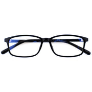 Matte Black Rectangle TR90 Eyeglasses with Marbled Blue Inner Temples