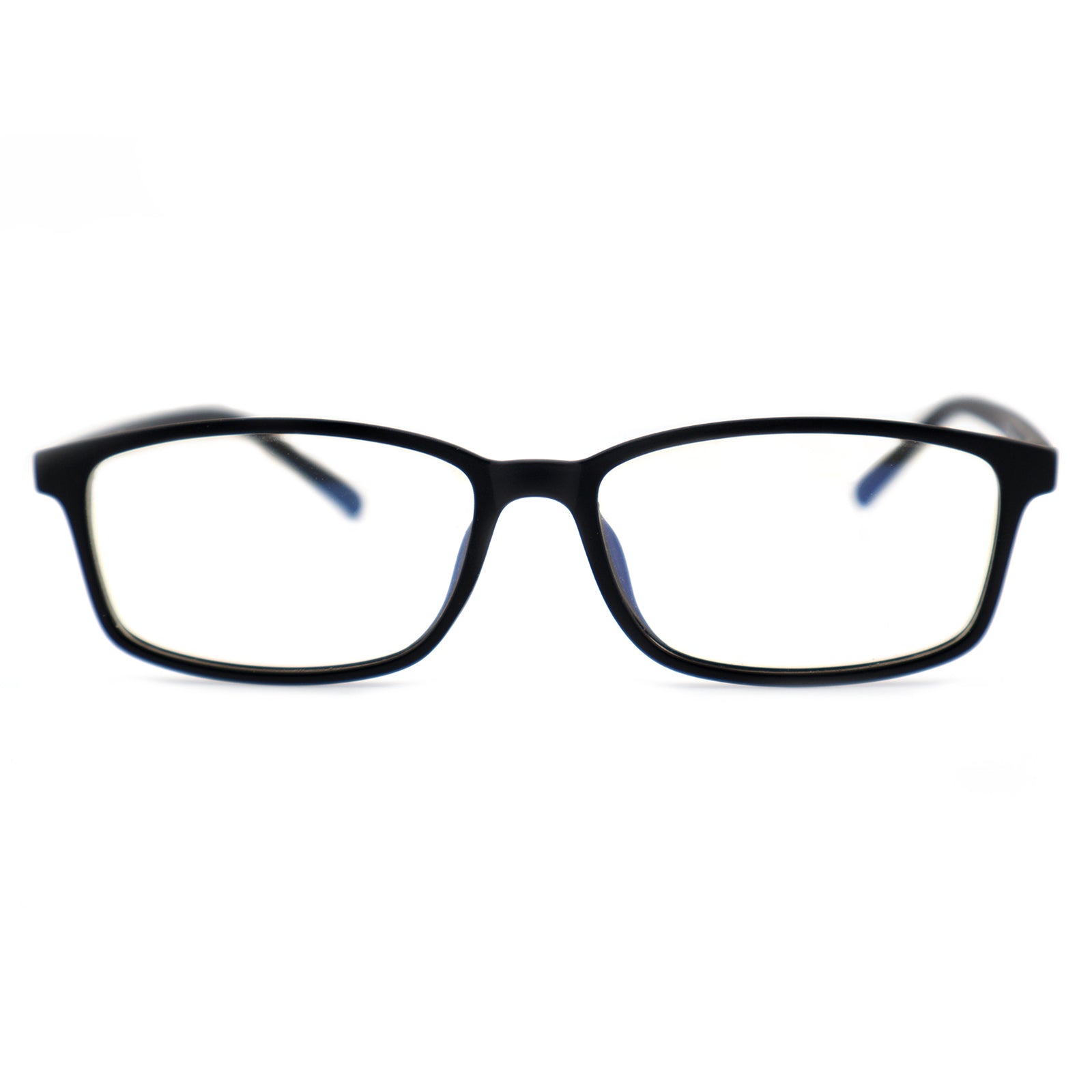 Matte Black Rectangle TR90 Eyeglasses with Marbled Blue Inner Temples