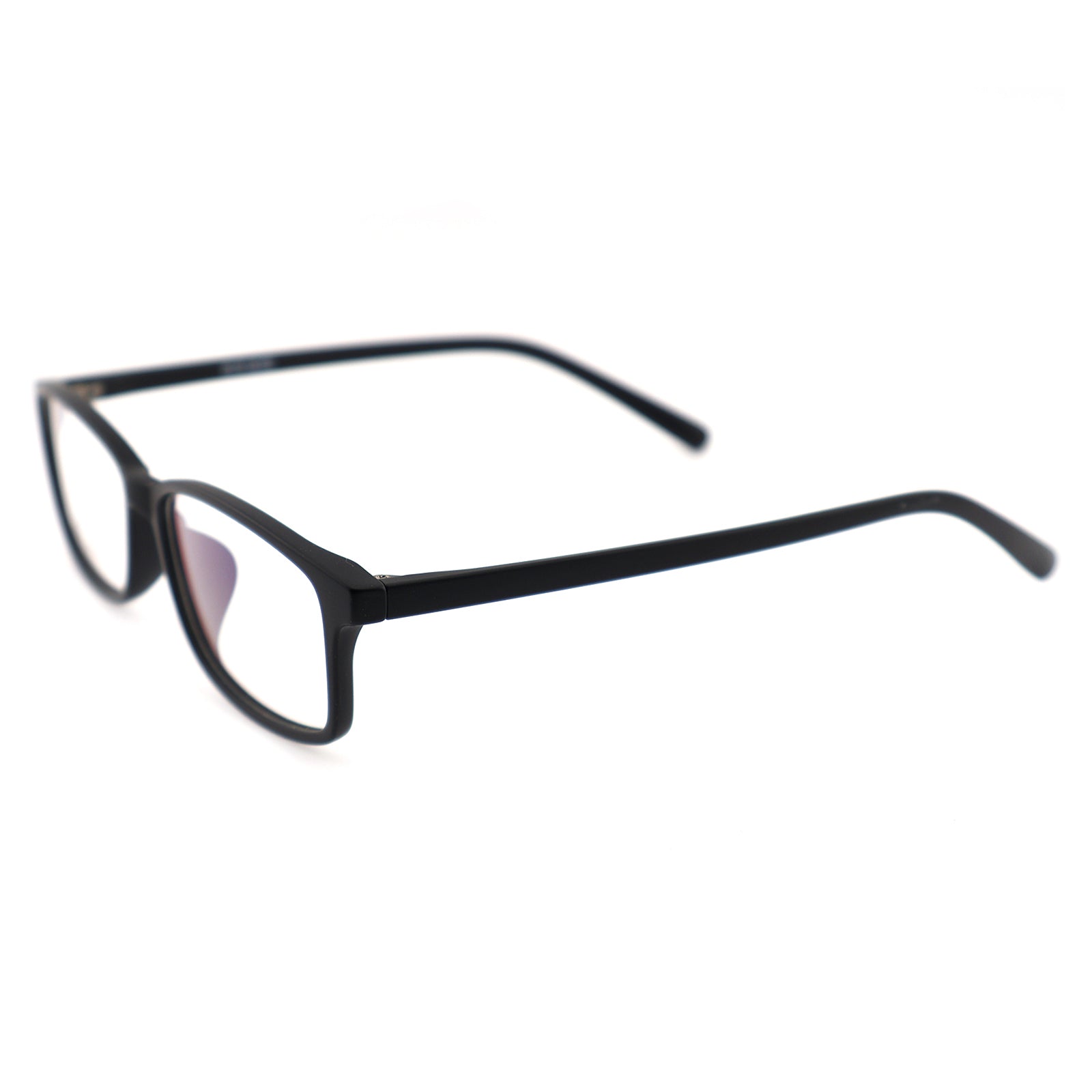 Matte Black Rectangle TR90 Eyeglasses with Marbled Blue Inner Temples