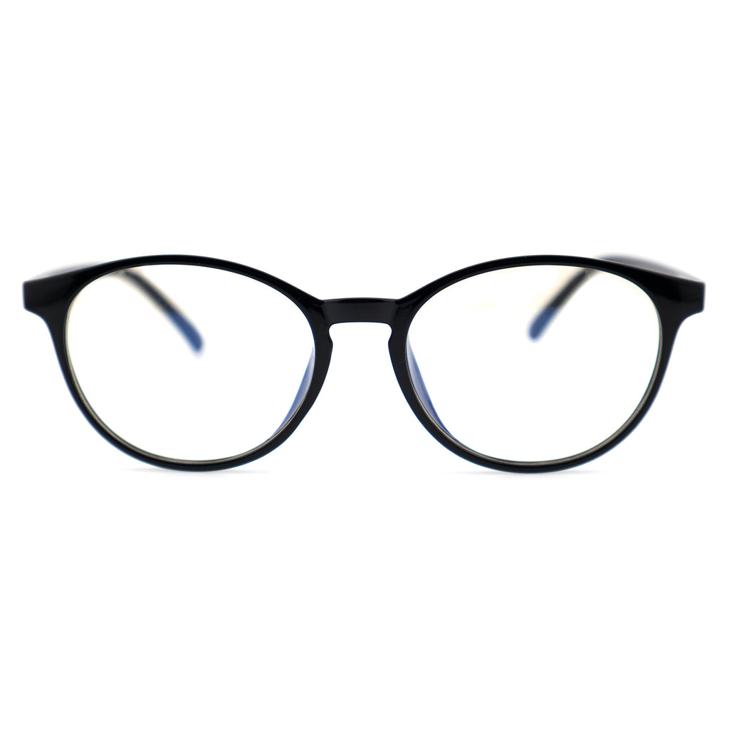 Retro Round Two-Tone TR90 Eyeglasses with Black & Blue Temples