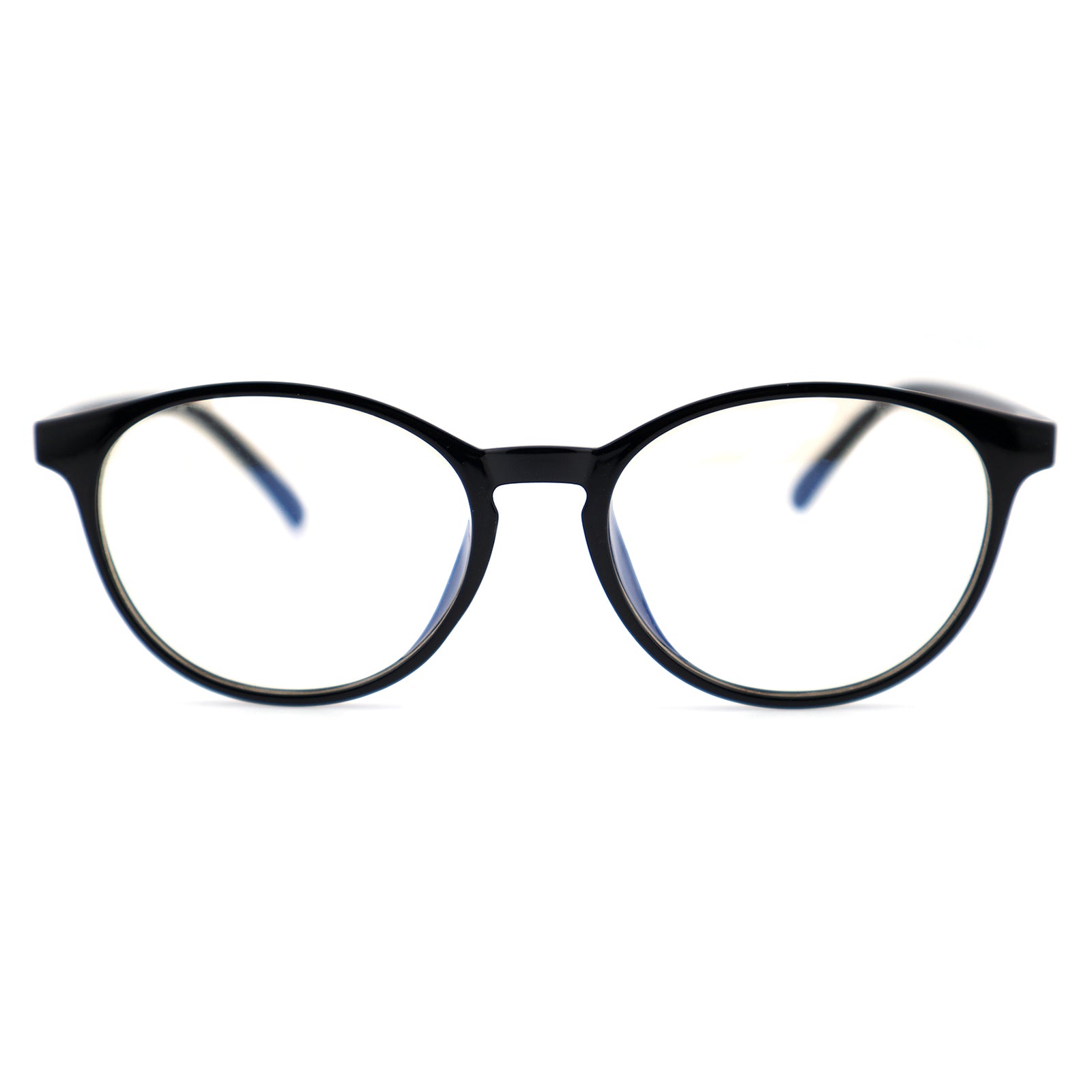 Retro Round Two-Tone TR90 Eyeglasses with Black & Blue Temples