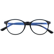 Retro Round Two-Tone TR90 Eyeglasses with Black & Blue Temples
