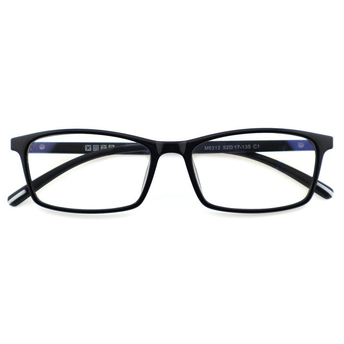 Slim Rectangle TR90 Eyeglasses with Blue Inlay Temples