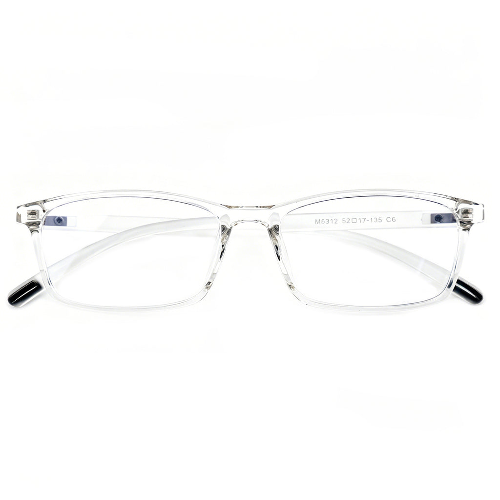 Slim Rectangle TR90 Eyeglasses with Blue Inlay Temples