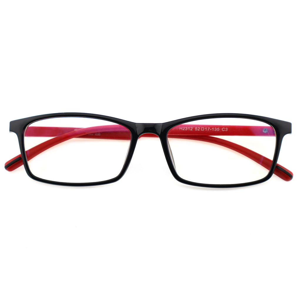 Slim Rectangle TR90 Eyeglasses with Blue Inlay Temples