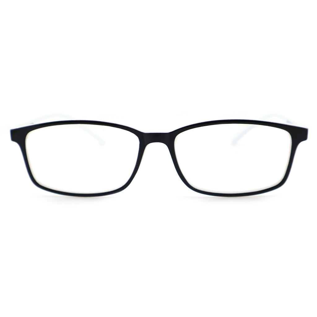 Black & White Two-Tone Memory TR90 Rectangle Eyeglasses