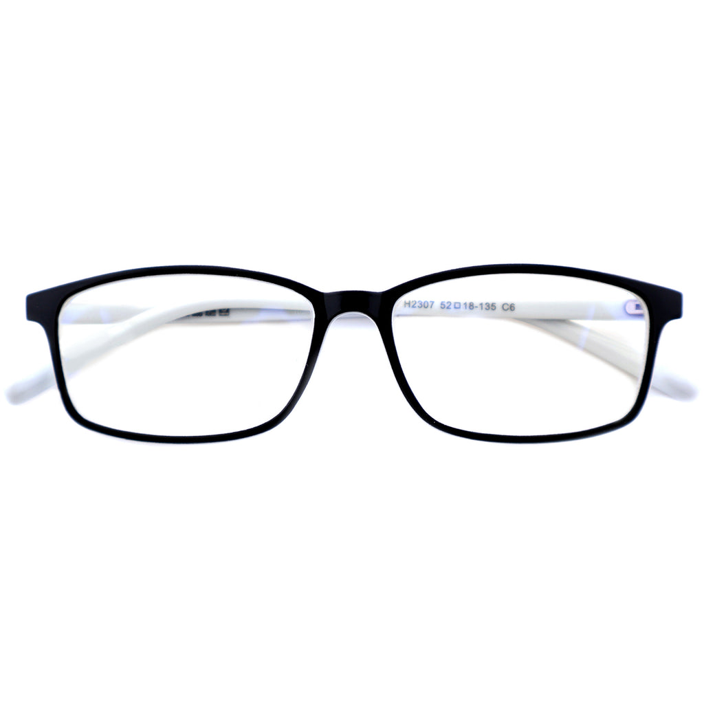 Black & White Two-Tone Memory TR90 Rectangle Eyeglasses