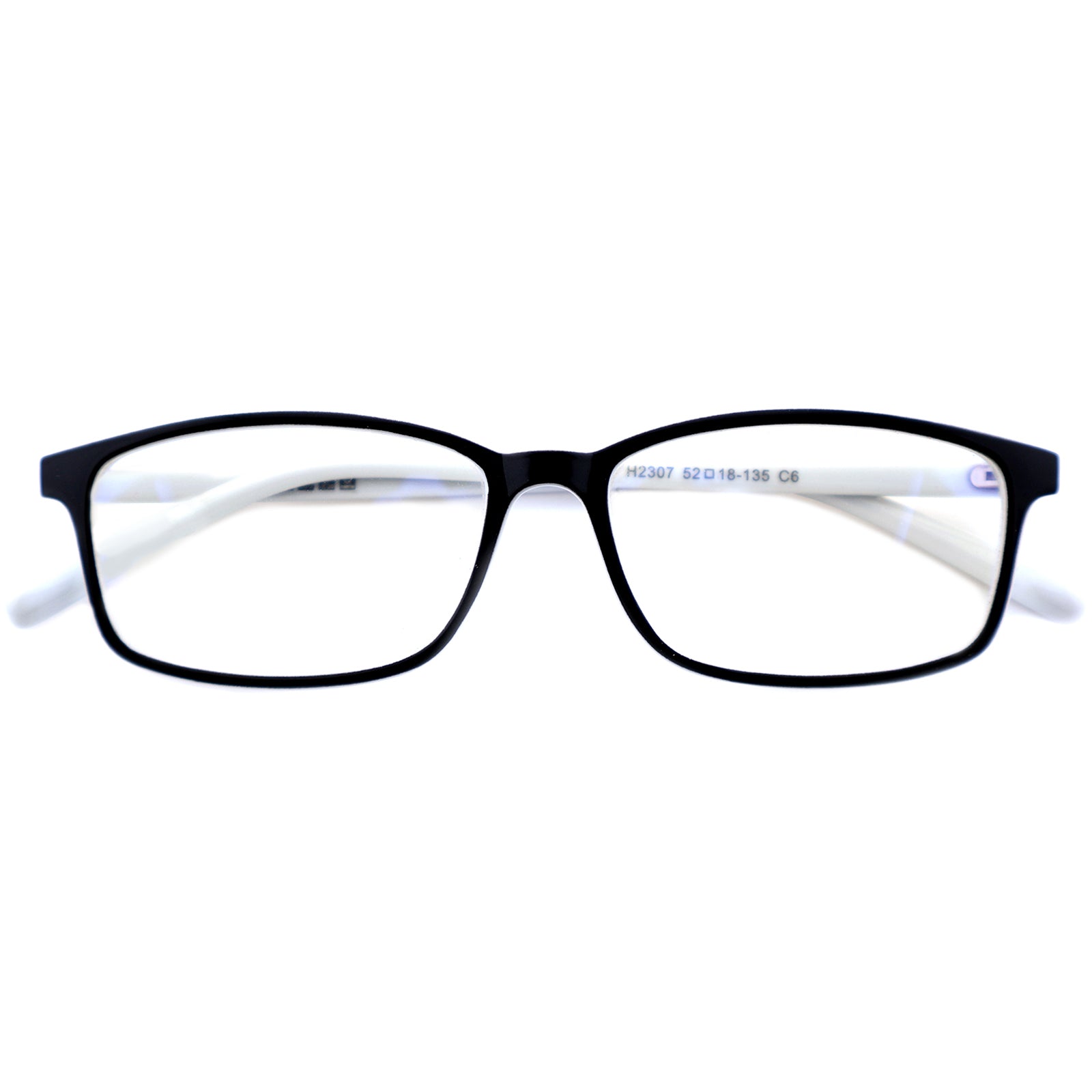 Black & White Two-Tone Memory TR90 Rectangle Eyeglasses