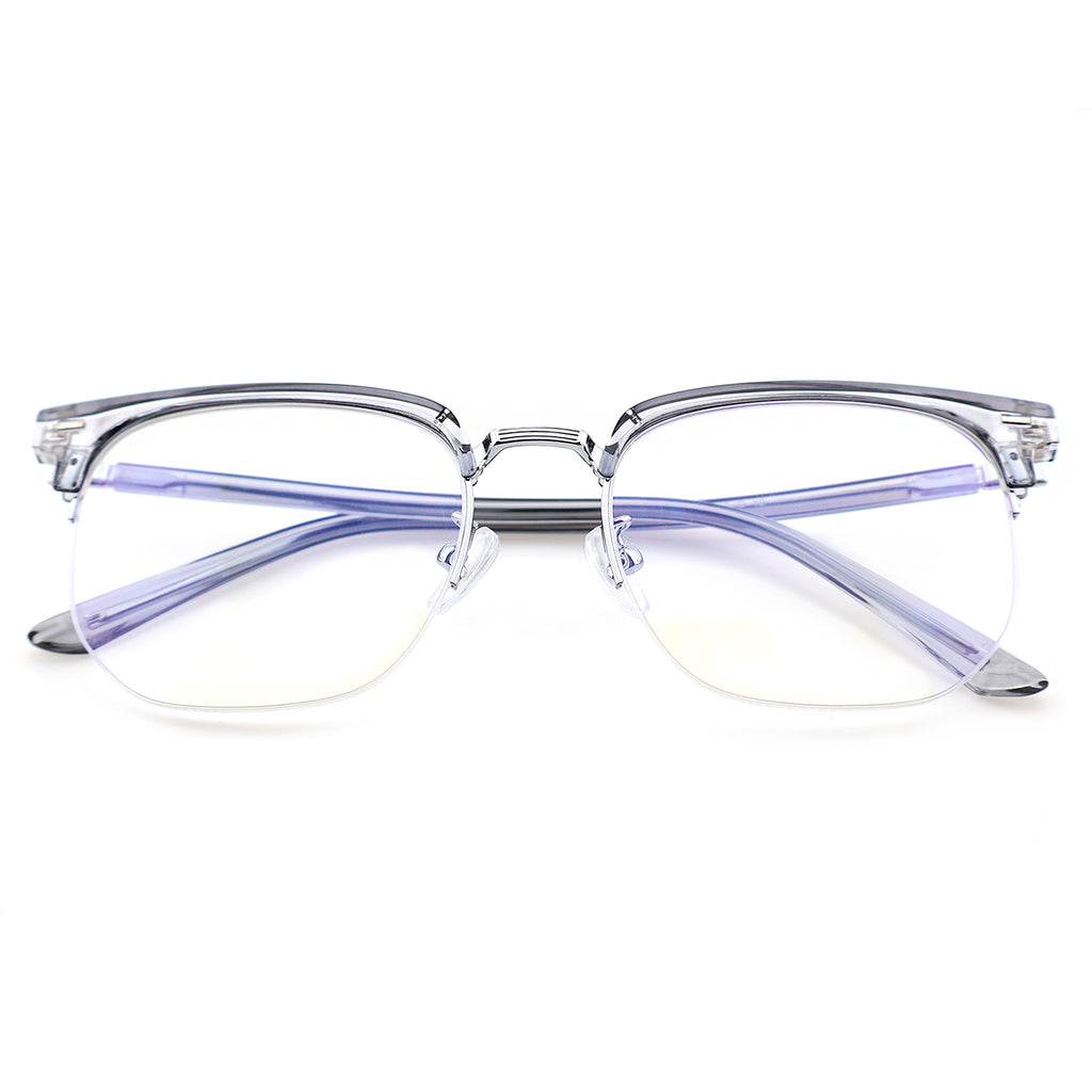 Black Browline Glasses with Purple Temple Accents