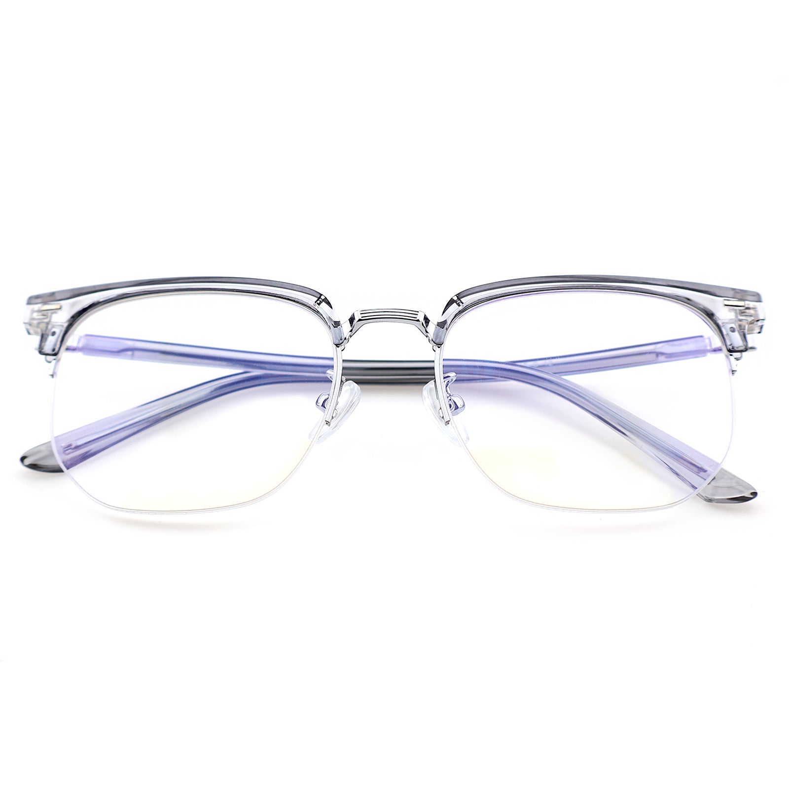 Black Browline Glasses with Purple Temple Accents