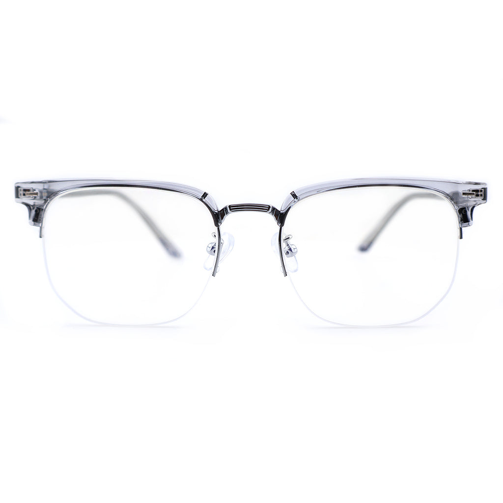 Black Browline Glasses with Purple Temple Accents